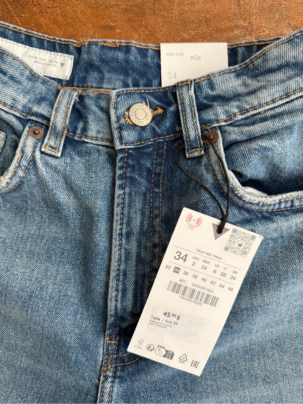 Zara Medium Blue High-Rise Rolled Hem Denim Shorts - Picture 2 of 2